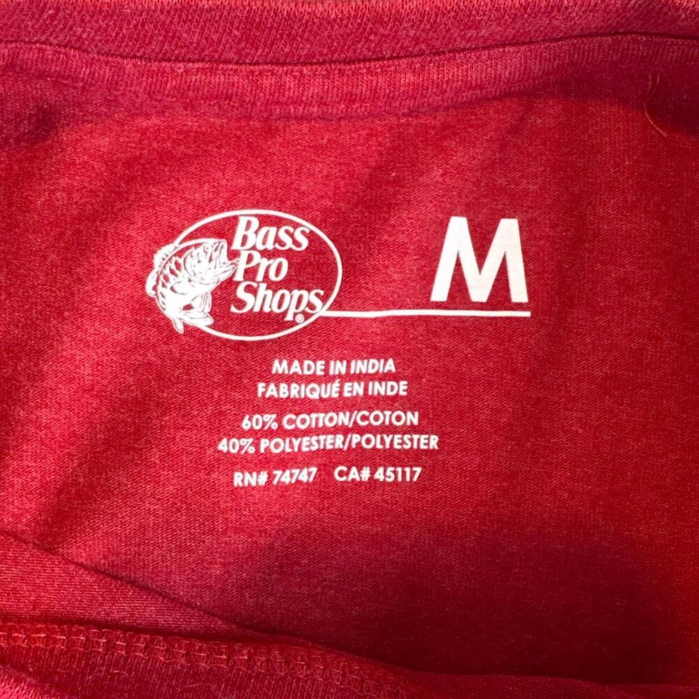 Bass Pro Shops T Shirt Mens Medium Red Fish Graphic American Flag Tee - Picture 3 of 5